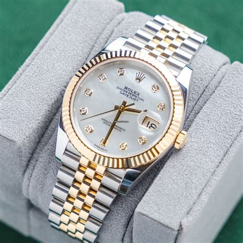 mother of pearl two tone rolex